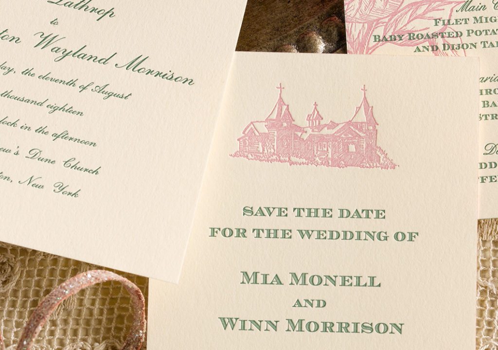 Mia & Winn is a letterpress wedding suite set in Southampton, on Long Island. Call us toll-free at 1-800-995-1549 or email us at hello@pickettspress.com