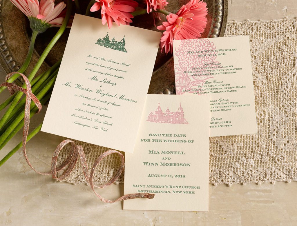 Mia & Winn is a letterpress wedding suite set in Southampton, on Long Island. Call us toll-free at 1-800-995-1549 or email us at hello@pickettspress.com