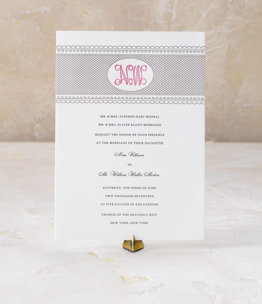 Nina & Willy is a letterpress wedding suite set in NYC. Call us toll-free at 1-800-995-1549 or email us at hello@pickettspress.com