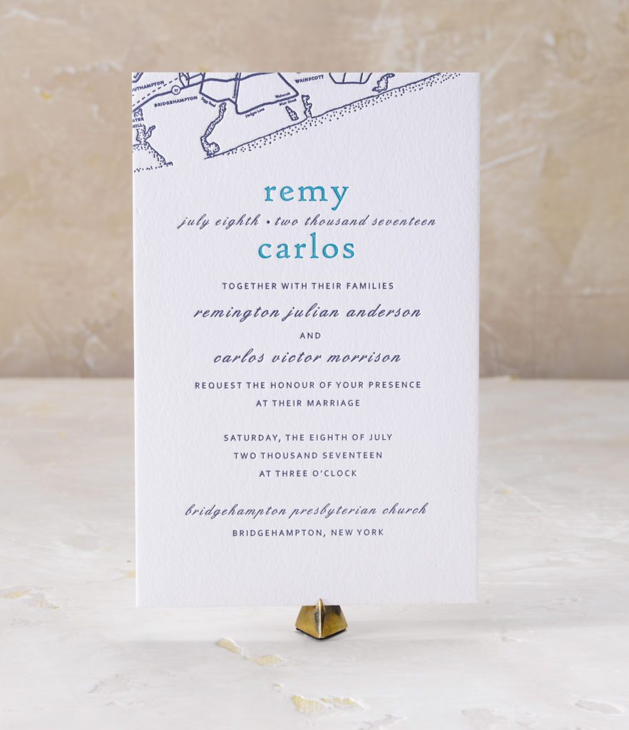  Remy & Carlos is a letterpress wedding suite set in Bridgehampton, NY. Call us toll-free at 1-800-995-1549 or email us at hello@pickettspress.com