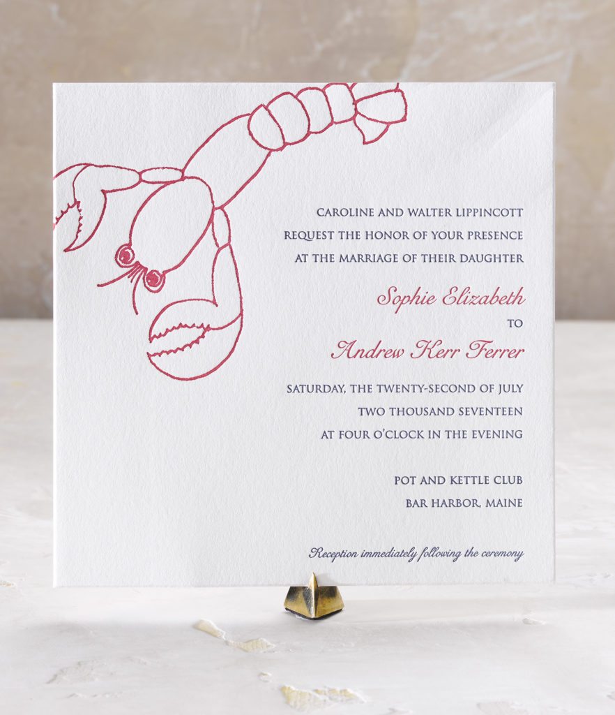 Sophie & Andrew is a letterpress wedding suite set in Bar Harbor, Maine. Call us toll-free at 1-800-995-1549 or email us at hello@pickettspress.com