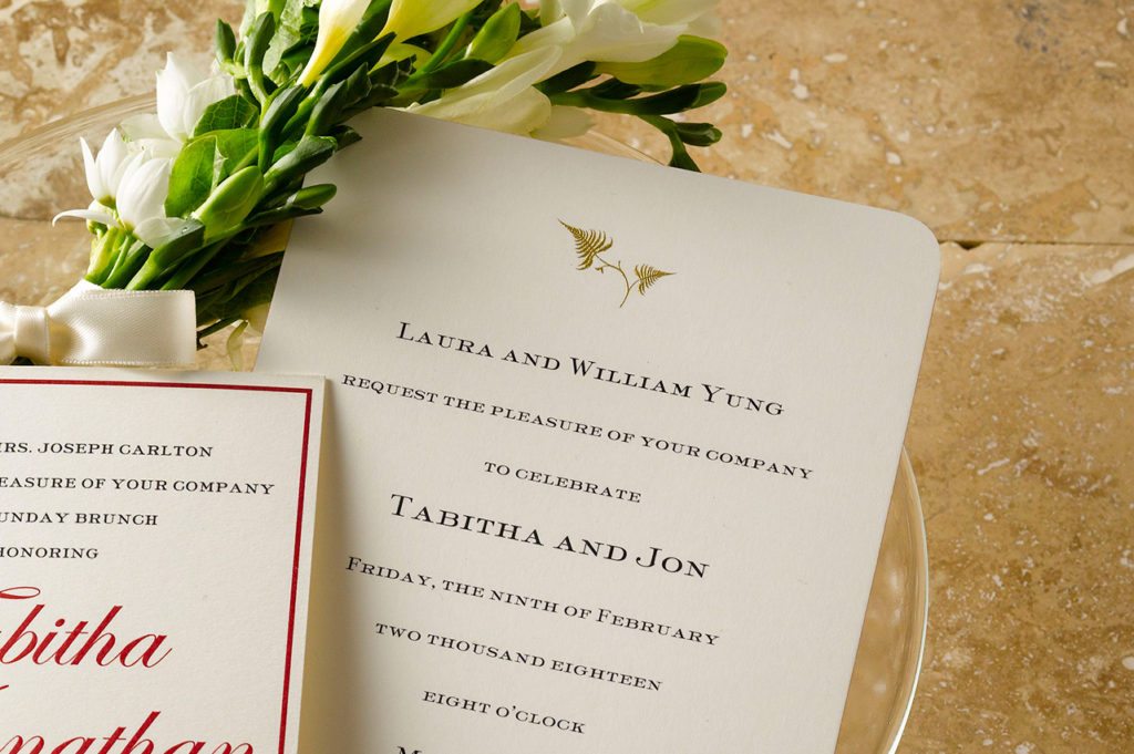Tabitha & Jon an engraved wedding suite set in Palm Beach, FL. Call us toll-free at 1-800-995-1549 or email us at hello@pickettspress.com