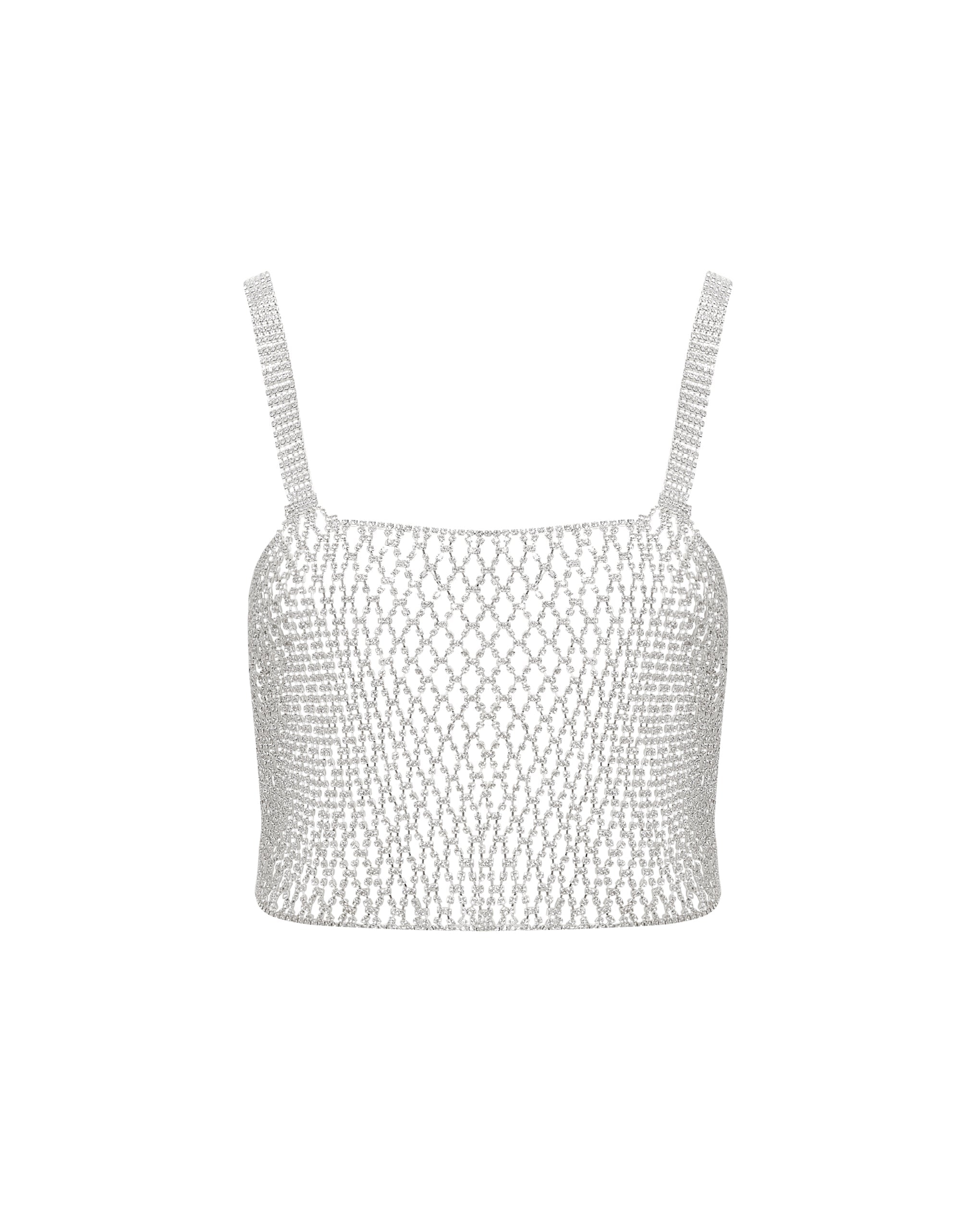 Bluebella Elsa Diamant-Gitter-Camisole Silber/Durchsichtig