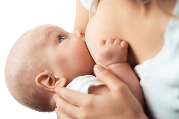 Baby feeds on mom's breasts