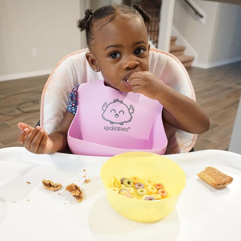 Snack time with KeaBabies silicone bibs