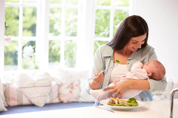 Mother With Baby Eating Healthy Meal