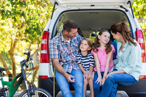 Family getting ready for road trip