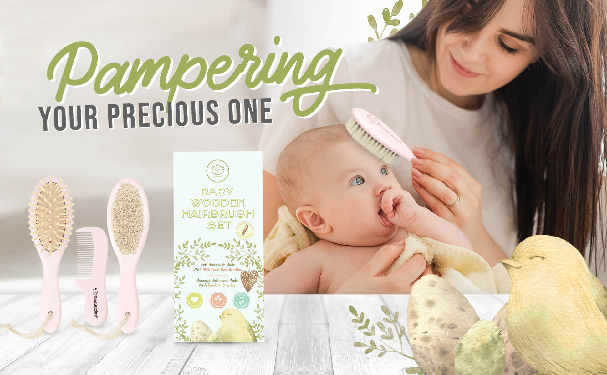 Natural Baby Essential: KeaBabies Luxurious Hairbrush Set