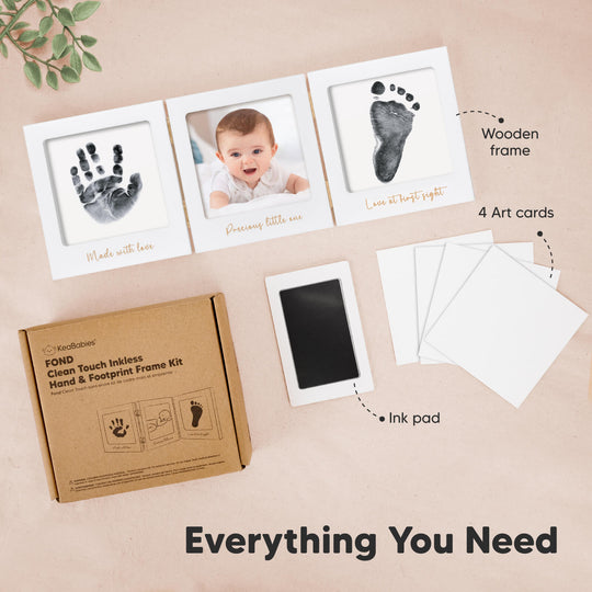 KeaBabies Fond Inkless Baby Handprint and Footprint Kit for Newborn Boys & Girls, Dog Paw Print Kit, Baby Gift - White/Silver