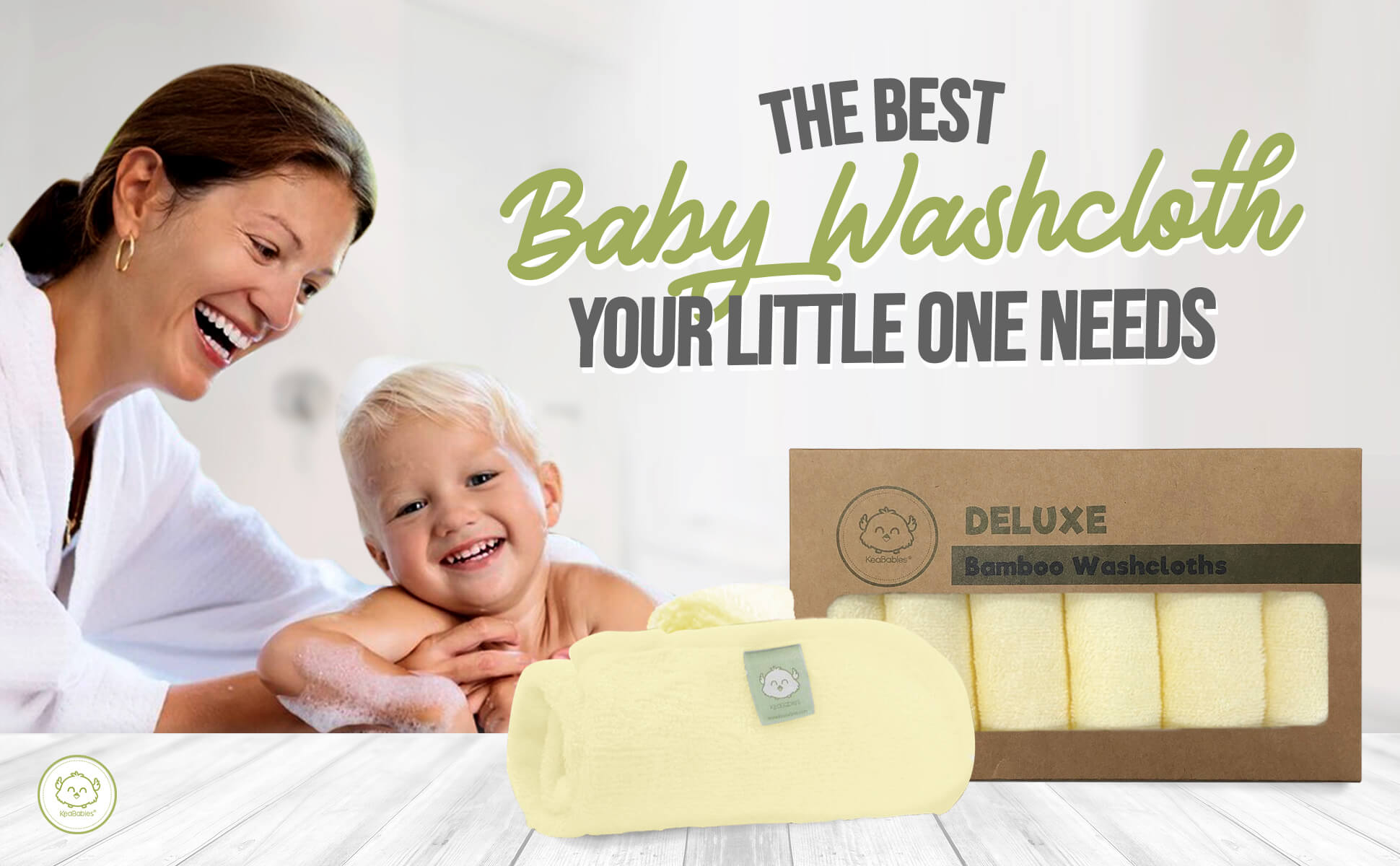 KeaBabies DELUXE Baby Bamboo Washcloths