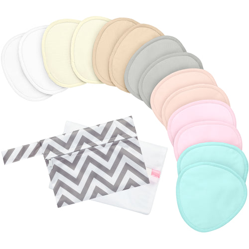 Organic Bamboo Viscose Nursing Breast Pads - 14 Washable Breastfeeding  Pads, Wash Bag, Reusable Breast Pads for Breastfeeding (Pastel Touch, L  4.8)