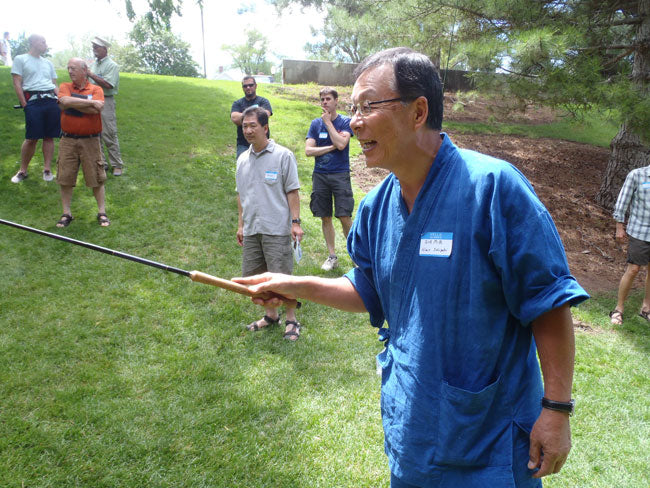 Dr. Ishigaki playing the knothead trout game at the tenkara summit