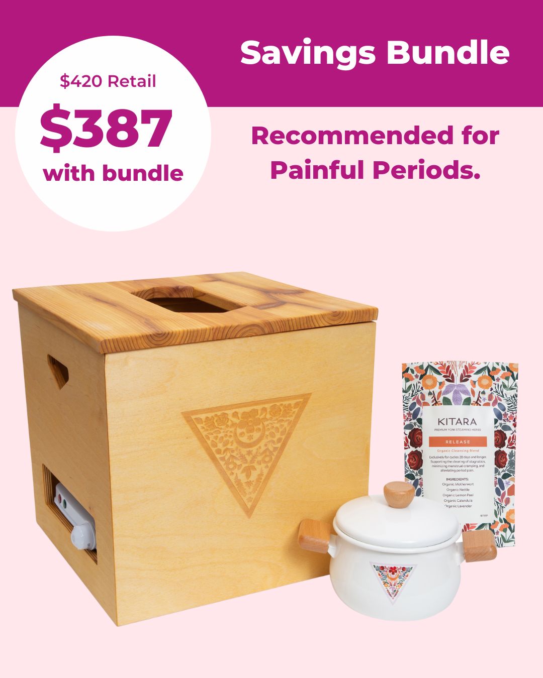 Kitara Steam Seat and Set-Up for Painful Periods