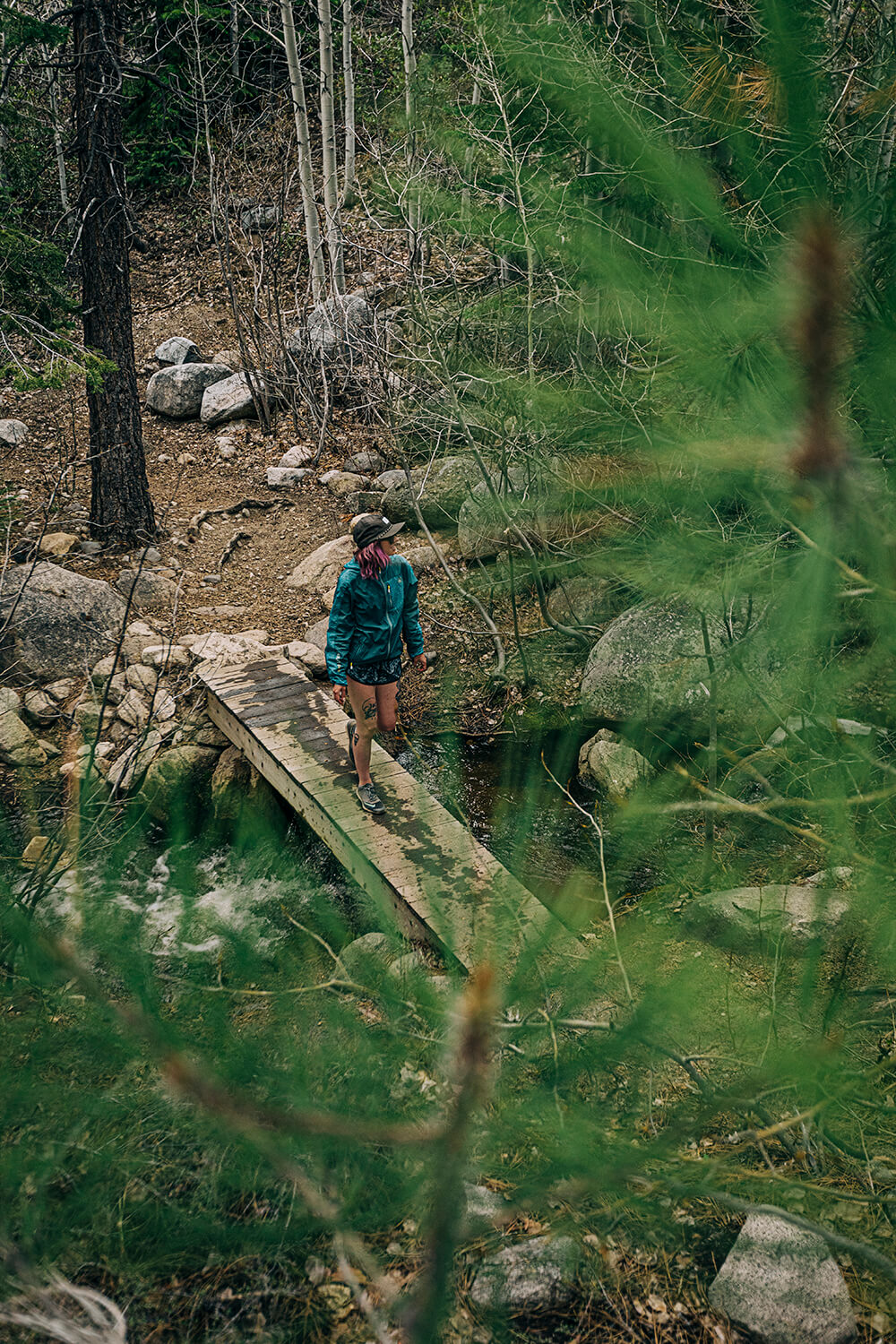 girl walking in the woods