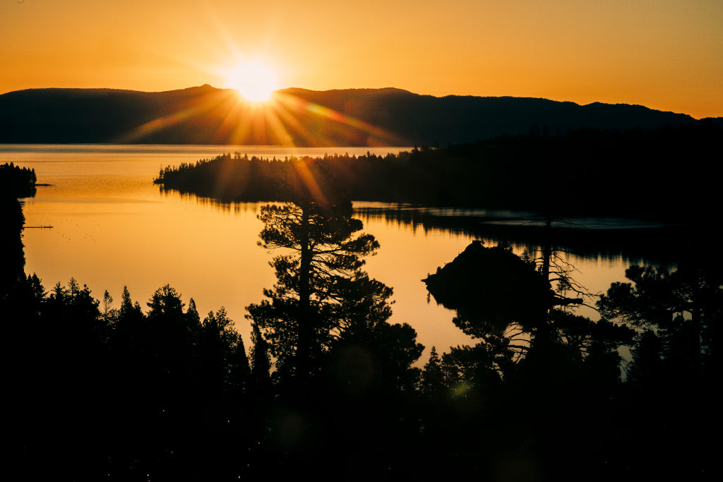 sunset over emerald lake