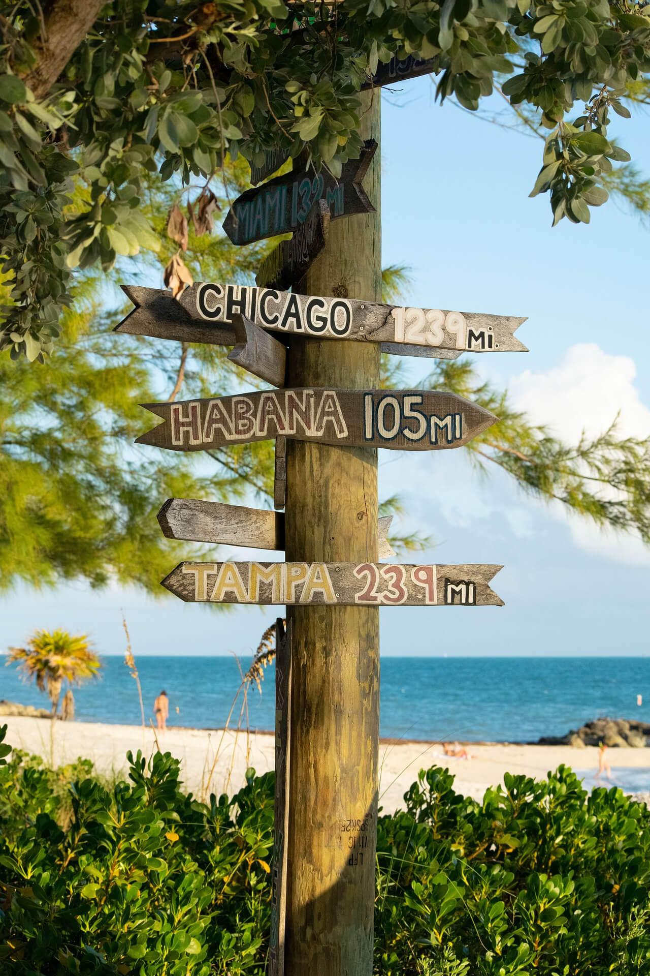 direction sign on a beach