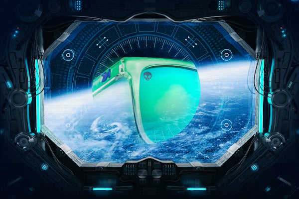 alien invasion! sunglasses looking down at earth from space
