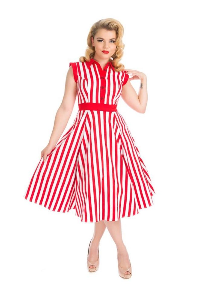 red and white tea dress