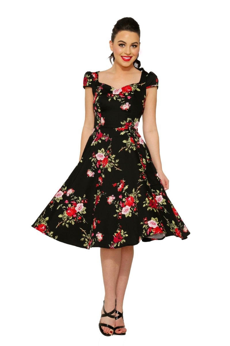 black with roses dress