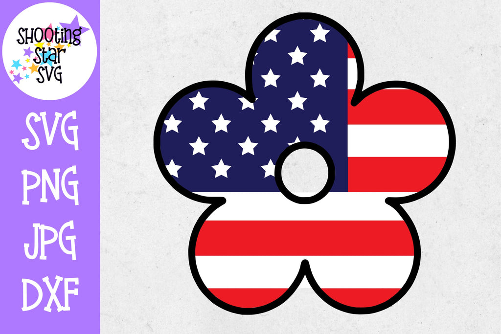Flower with American Flag- Fourth of July SVG – ShootingStarSVG