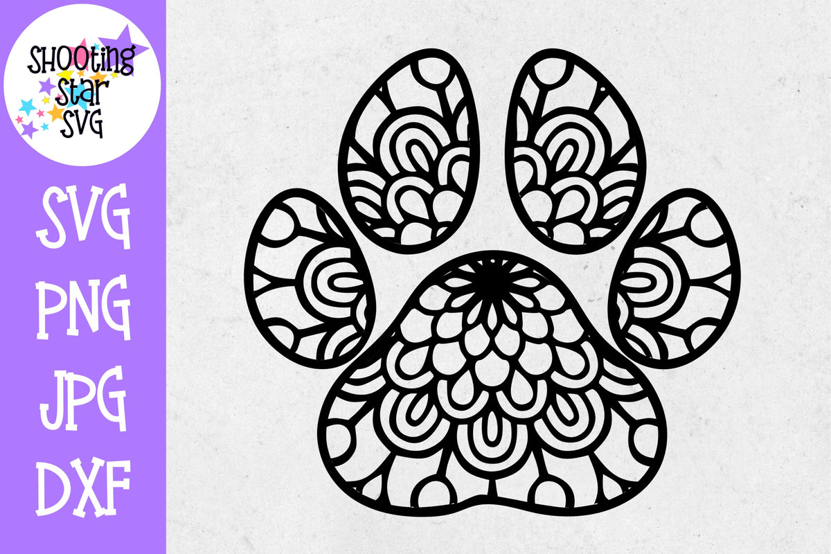 Dog Paw Print Mandala Single - Mandala SVG – ShootingStarSVG