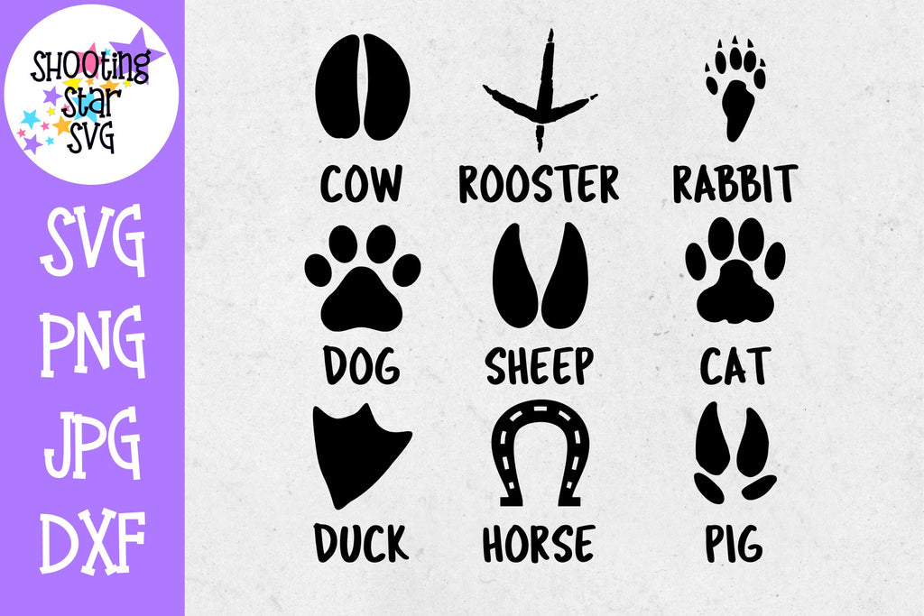 Download Farm Animal Tracks Farm Animal Paw Prints Children S Svg Shootingstarsvg