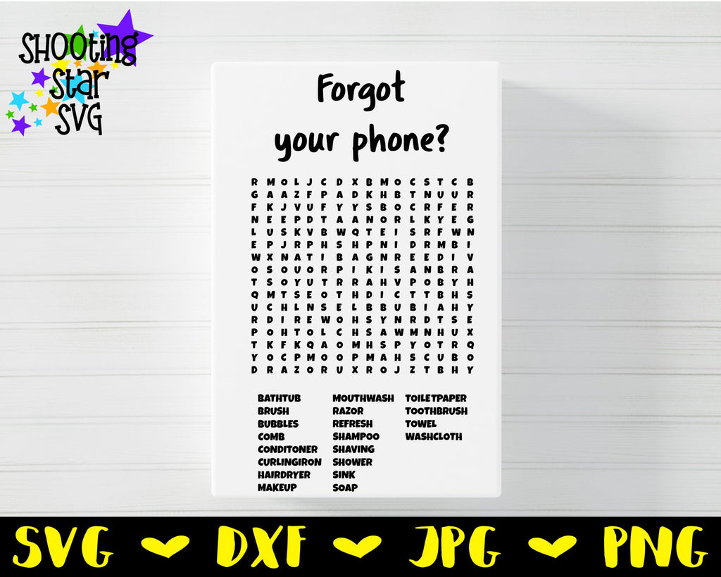 Download Forgot Your Phone Word Search Bathroom Home Decor Svg Shootingstarsvg