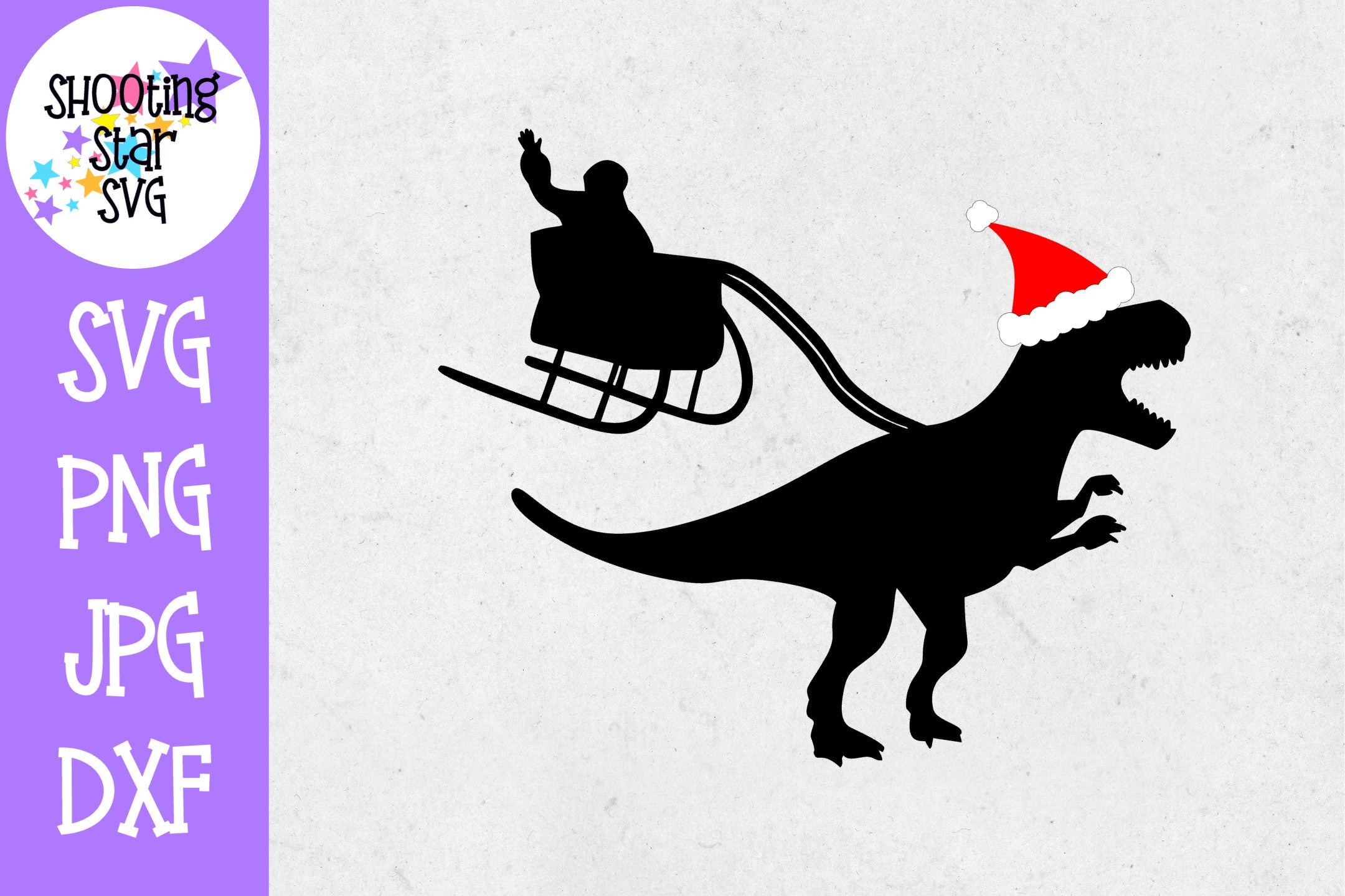 Santa Sleigh And Dinosaur Svg Christmas Svg Shootingstarsvg