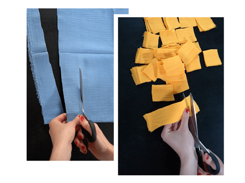 Cut fabric into squares