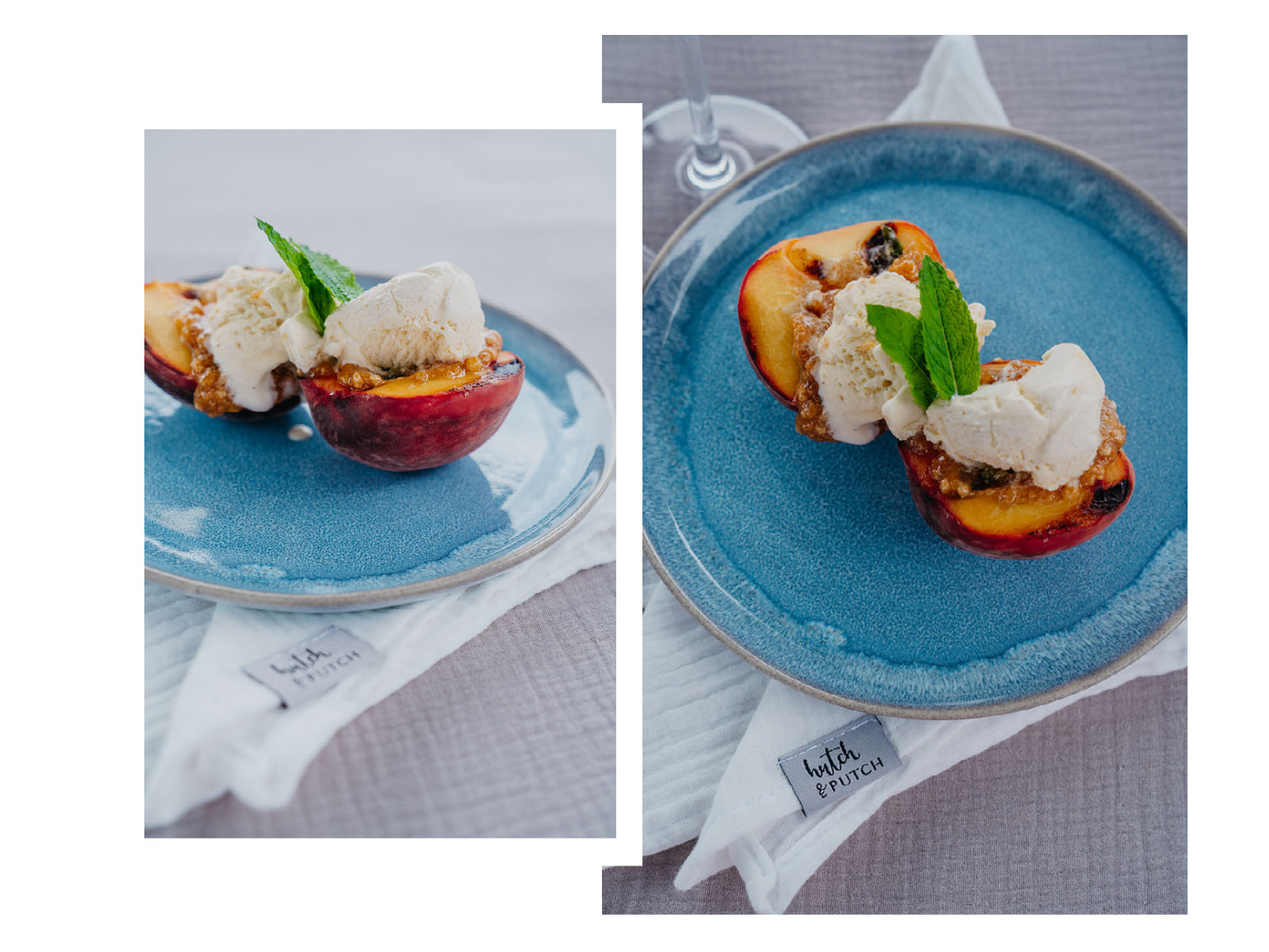 Grilled Peach with Vanilla Ice Cream