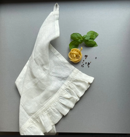 White LINEN KITCHEN TOWEL 