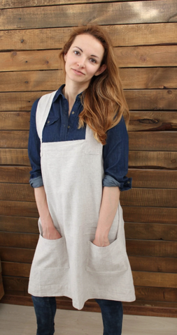 Linen No Tie Cross Back Apron