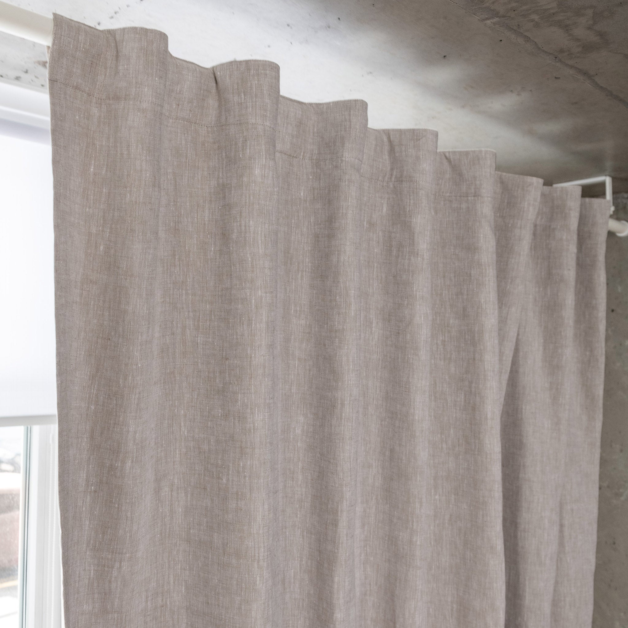 Pair Linen Curtain Panels Linen Drapes Oatmeal Rod Pocket Curtains