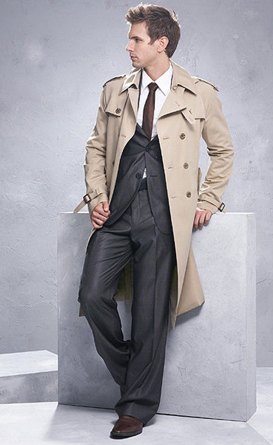 Trench Coat Men Classic Double Breasted Mens Long Coat Mens Clothing L   Product Image 1024386116 2000x 