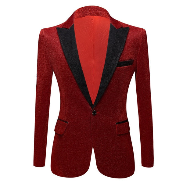 Men's Fashion Shiny Purple Gold Red Black Silver Gray Suit Jacket Wedd ...