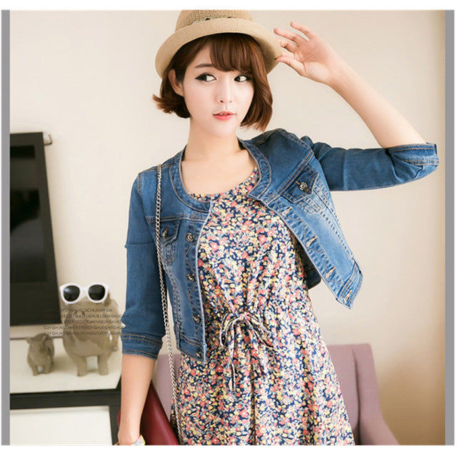 short frock with jeans jacket