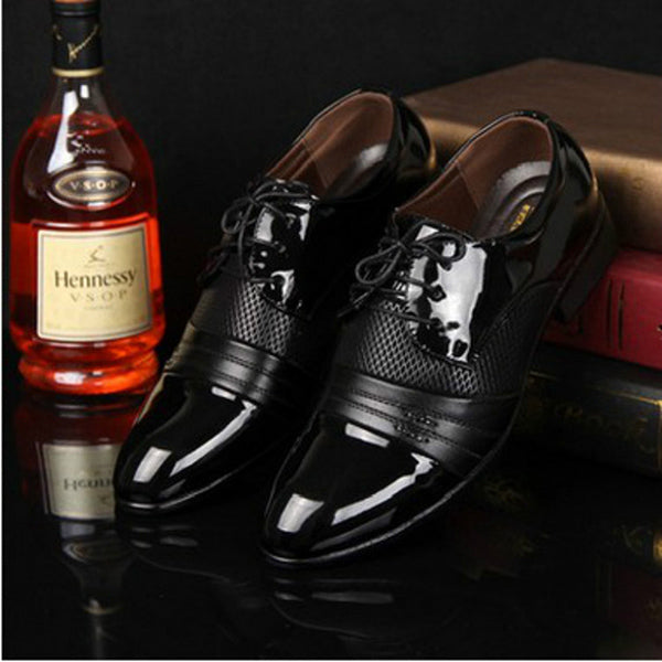 COSIDRAM Hollow Outs Breathable Men Formal Shoes Pointed Toe Patent Le ...