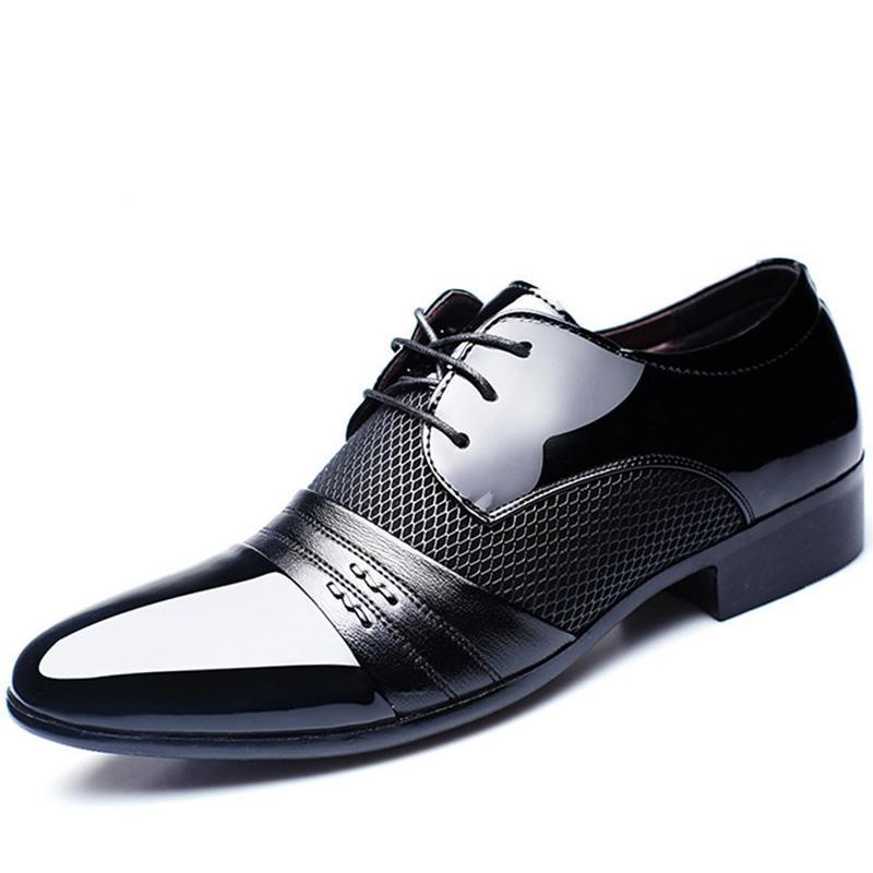 COSIDRAM Hollow Outs Breathable Men Formal Shoes Pointed Toe Patent Le ...