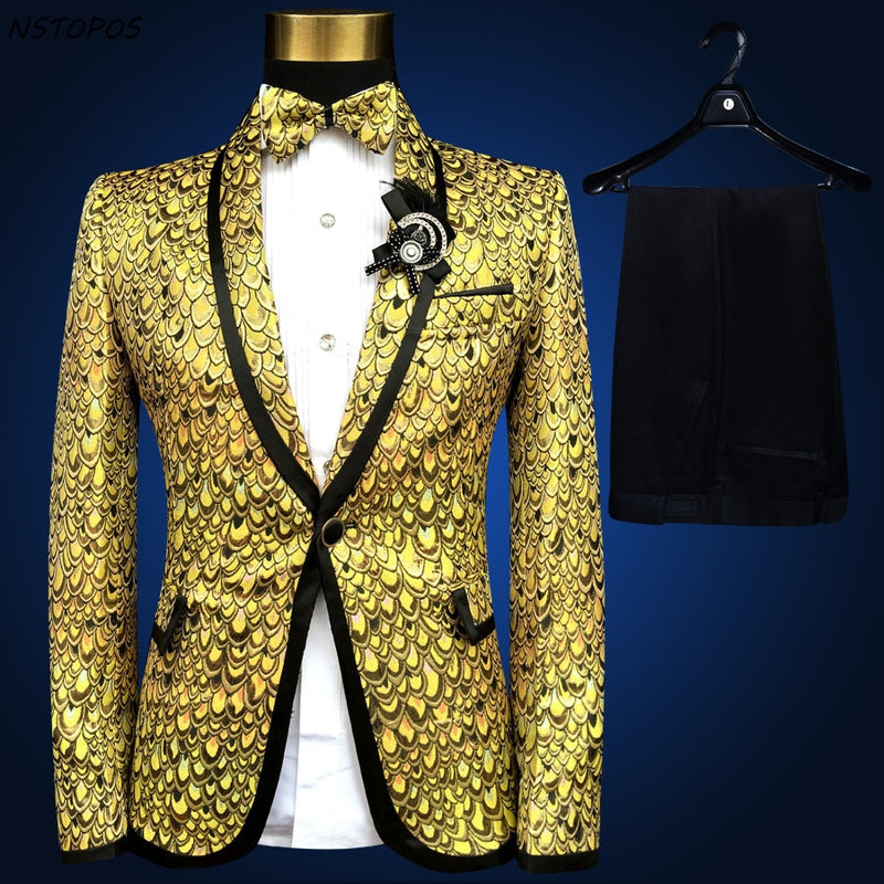 Gold Suit Lastest Coat Pant Design Pus Size 4xl 5xl 6xl Costume Homme ...