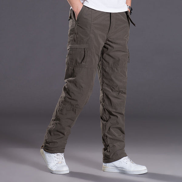 YOLAO brand Winter Double Layer Men's Cargo Pants Warm Baggy Pants Cot ...