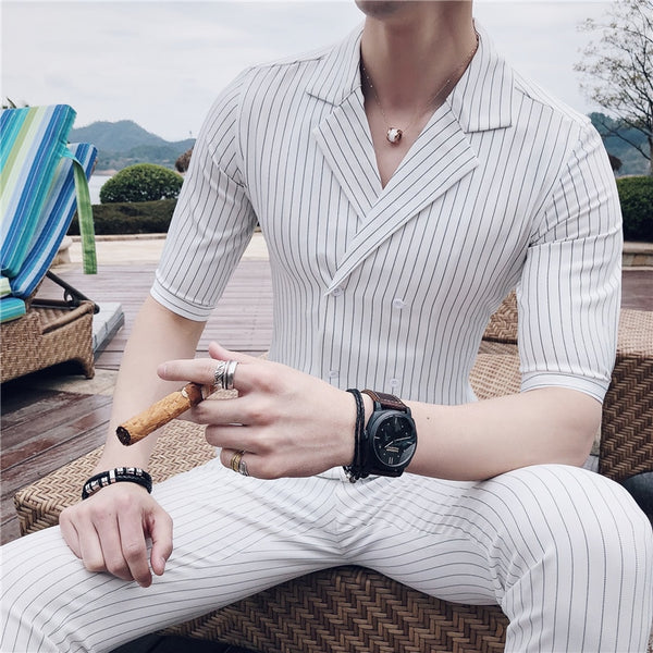 Double Breasted Suit Summer Costume Mariage Homme Black White Grey Blu ...