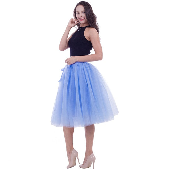 6Layers 65cm Fashion Skirt Pleated Skirts Womens Petticoat Bridesmaids ...