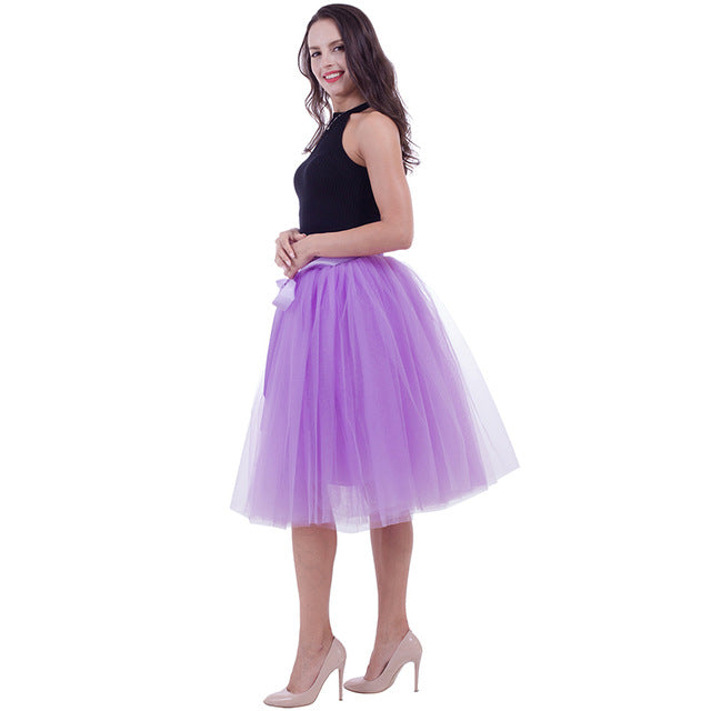 6Layers 65cm Fashion Skirt Pleated Skirts Womens Petticoat Bridesmaids ...