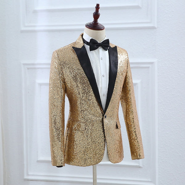 PYJTRL Brand Mens Gold Silver Sequins Suits Wedding Groom Costume Homm ...