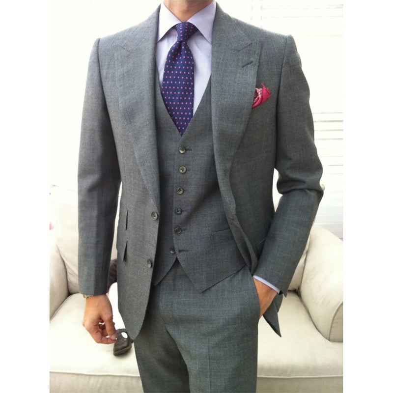 Custom MADE TO MEASURE men suit,BESPOKE GREY groom wedding suit with w ...