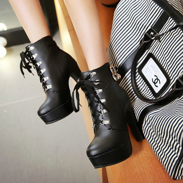 womens black high heel ankle boots