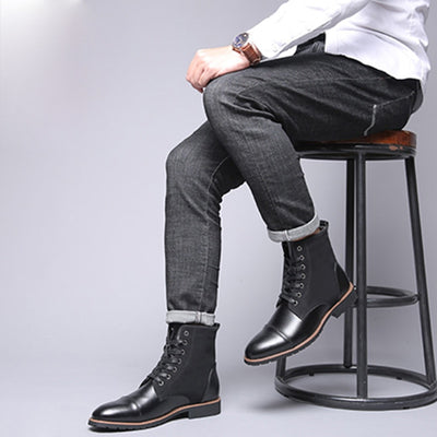 casual black leather boots
