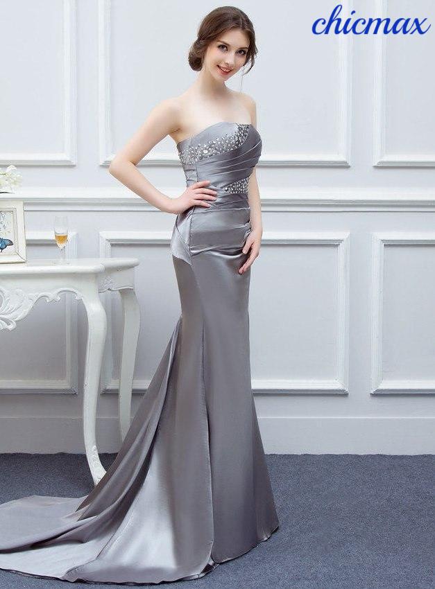 silver gray evening gowns