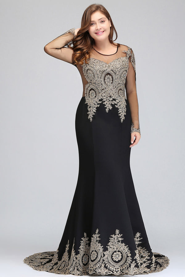 Plus Size 26W Mermaid Lace Long Sleeve Evening Dress Beaded Crystals E ...