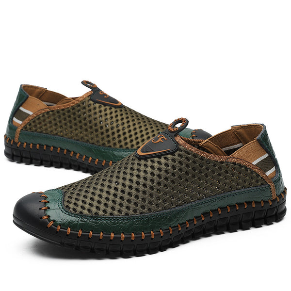 Over Size Summer Men Flats Mesh Casual Green Blue Male Sandals Slip on ...